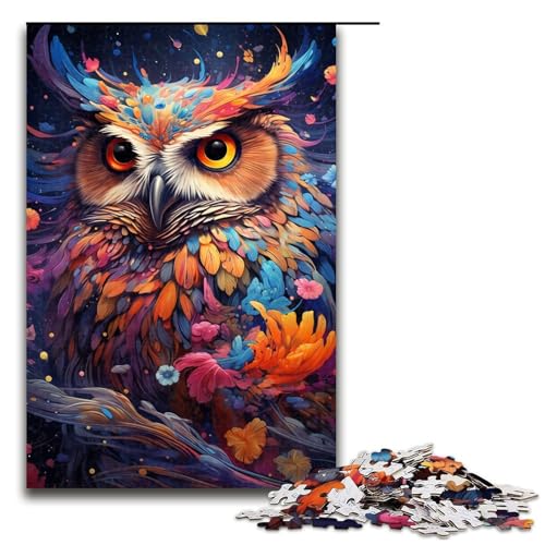 Puzzle für Erwachsene Malen Farbe Tier Eule 1000 Teile Holzpuzzle für Erwachsene und Kinder ab 14 Jahren 1000 Teile (75 x 50 cm) von linghhiming