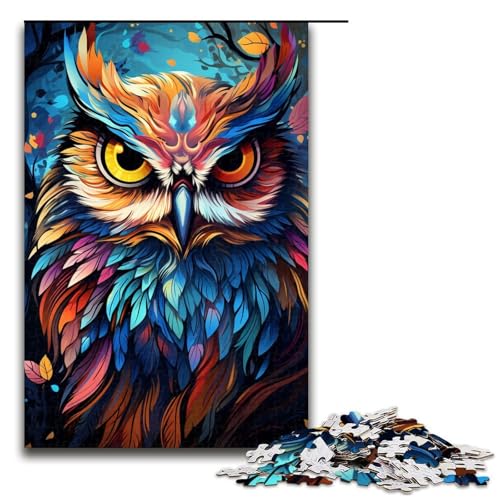 Puzzle für Erwachsene Malen Farbe Tier Eule Puzzle 1000 Teile Holzpuzzle für Kinder ab 14 Jahren anspruchsvolles Spiel 1000 Teile (75 x 50 cm) von linghhiming