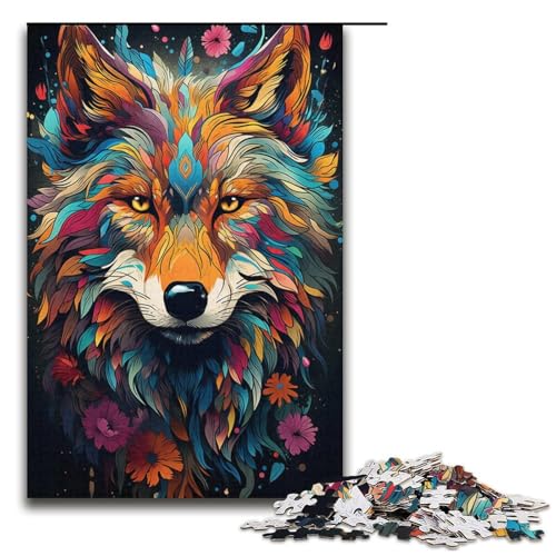 Puzzle für Erwachsene Malen Farbe Wolf 1000 teiliges Papierpuzzle für Familienspiele 1000 Teile (38 x 26 cm) von linghhiming