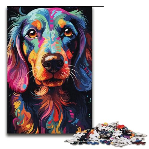 Puzzle für Erwachsene Malen bunter Dackel 1000 teiliges Papierpuzzle für Familienspiele 1000 Teile (38 x 26 cm) von linghhiming