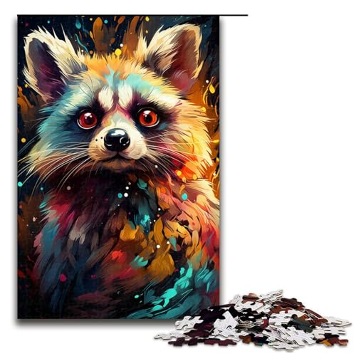 Puzzle für Erwachsene Malen bunter Lemur 1000 teiliges Holzpuzzle für Kinder ab 14 Jahren Lernspielzeug 1000 Teile (75 x 50 cm) von linghhiming