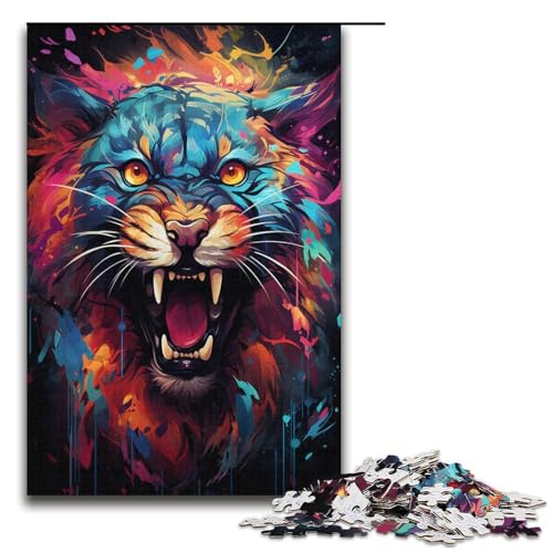 Puzzle für Erwachsene Malen bunter Leopard 1000 teiliges Papierpuzzle für Familienspiele 1000 Teile (38 x 26 cm) von linghhiming