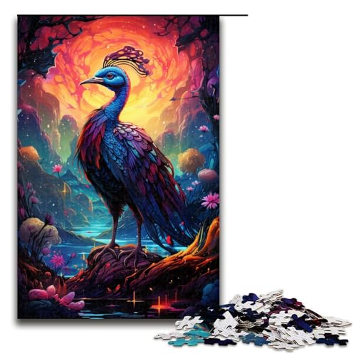 Puzzle für Erwachsene Malen bunter Pfau 1000 Teile Holzpuzzle für Kinder ab 14 Jahren Heimdekoration 1000 Teile (75 x 50 cm) von linghhiming