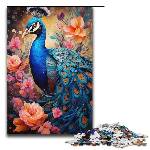 Puzzle für Erwachsene Malen bunter Pfau 1000 teiliges Papierpuzzle für Kinder ab 14 Jahren Lernspielzeug 1000 Teile (38 x 26 cm) von linghhiming
