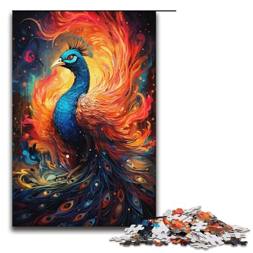 Puzzle für Erwachsene Malen bunter Pfau 1000 teiliges Papierpuzzle für Kinder ab 14 Jahren Lernspielzeug 1000 Teile (38 x 26 cm) von linghhiming