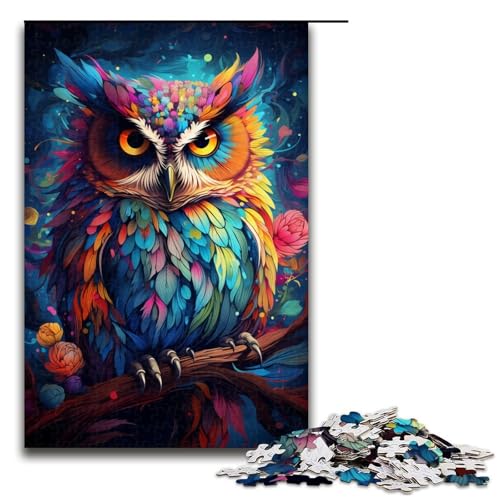 Puzzle für Erwachsene Malen bunter Planet Eule 1000 teiliges Holzpuzzle für Familienspiele 1000 Teile (75 x 50 cm) von linghhiming