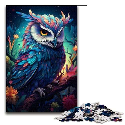 Puzzle für Erwachsene Malen bunter Planet Eule 1000 teiliges Holzpuzzle für Familienspiele 1000 Teile (75 x 50 cm) von linghhiming