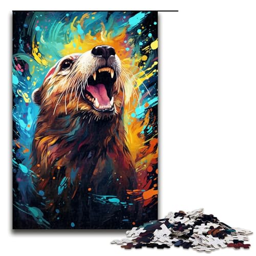 Puzzle für Erwachsene Malen bunter Seeotter 1000 teiliges Holzpuzzle für Kinder ab 14 Jahren Heimdekoration 1000 Teile (75 x 50 cm) von linghhiming