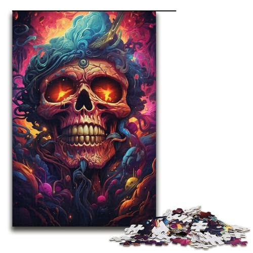 Puzzle für Erwachsene Malen bunter Totenkopf 1000 teiliges Papierpuzzle für Familienspiele 1000 Teile (38 x 26 cm) von linghhiming