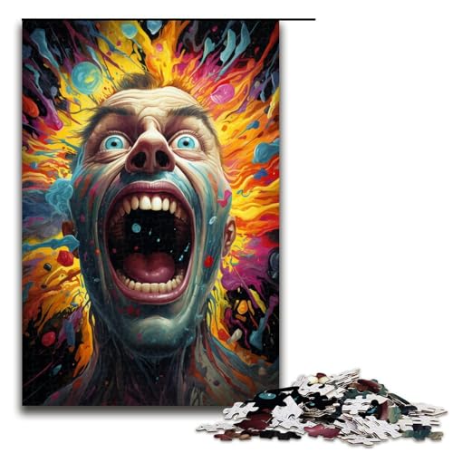Puzzle für Erwachsene Malen schreiender Mann 1000 teiliges Holzpuzzle für Familienspiele 1000 Teile (75 x 50 cm) von linghhiming