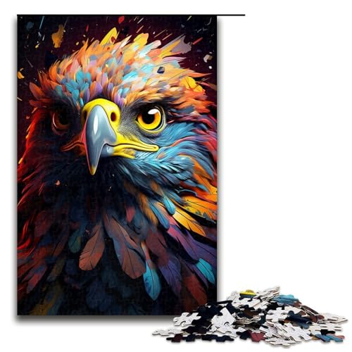 Puzzle für Erwachsene Malerei Farbe Adler 1000 Teile Holzpuzzle für Erwachsene und Kinder ab 14 Jahren Lernspielzeug 1000 Teile (75 x 50 cm) von linghhiming