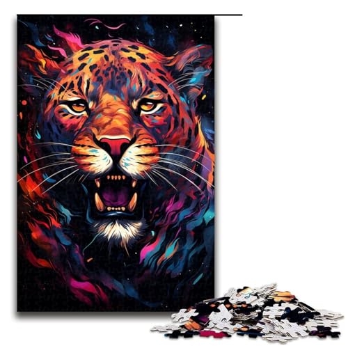 Puzzle für Erwachsene Malerei Kunst Leoparden Puzzle 1000 Teile Holzpuzzle für Kinder ab 14 Jahren anspruchsvolles Spiel 1000 Teile (75 x 50 cm) von linghhiming