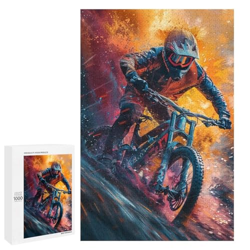 Puzzle für Erwachsene Mountainbike 1000 Teile Holzpuzzle für Erwachsene und Kinder ab 12 Jahren (75 x 50 cm) von linghhiming