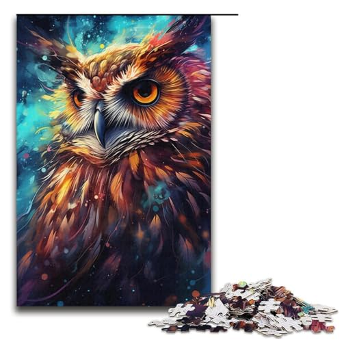 Puzzle für Erwachsene Nebula Owl's Buntes psychedelisches 1000 Teile Puzzle Papierpuzzle für Erwachsene und Kinder ab 14 Jahren Lernspielzeug 1000 Teile (38 x 26 cm) von linghhiming