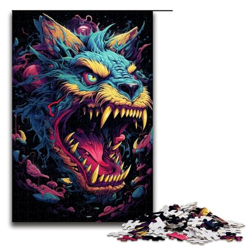 Puzzle für Erwachsene Neonmonster bunt psychedelisch 1000 Teile Holzpuzzle für Erwachsene und Kinder ab 14 Jahren Lernspielzeug 1000 Teile (75 x 50 cm) von linghhiming