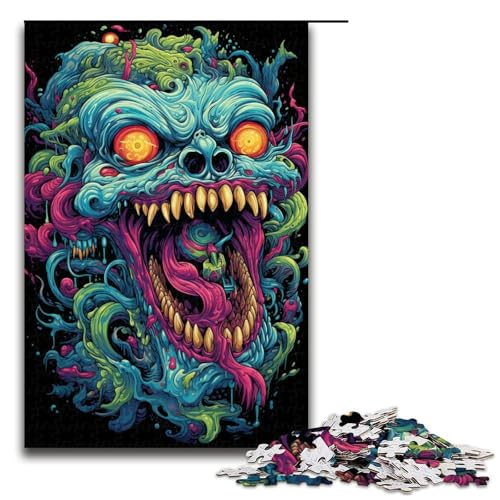 Puzzle für Erwachsene Neonmonster bunt psychedelisch 1000 Teile Holzpuzzle für Kinder ab 14 Jahren Lernspielzeug 1000 Teile (75 x 50 cm) von linghhiming