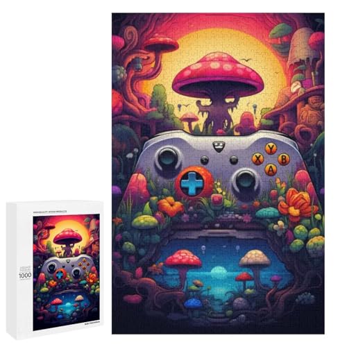 Puzzle für Erwachsene Pilz Gamepad 1000 Teile Holzpuzzle für Erwachsene und Kinder ab 12 Jahren Lernspielzeug (75 x 50 cm) von linghhiming