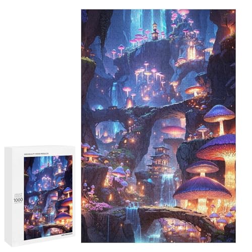 Puzzle für Erwachsene Pilzhöhle 1000 teiliges Holzpuzzle für Kinder ab 12 Jahren Lernspielzeug (75 x 50 cm) von linghhiming