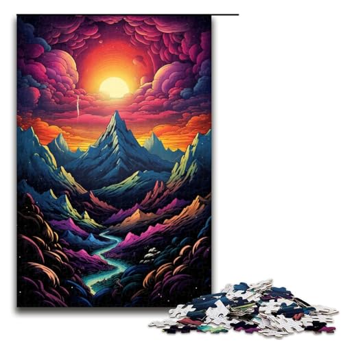 Puzzle für Erwachsene Psychedelic Alps 1000 teiliges Holzpuzzle für Familienspiele 1000 Teile (75 x 50 cm) von linghhiming