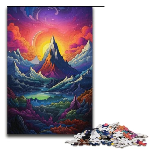 Puzzle für Erwachsene Psychedelic Alps 1000 teiliges Papierpuzzle für Kinder ab 14 Jahren Lernspielzeug 1000 Teile (38 x 26 cm) von linghhiming