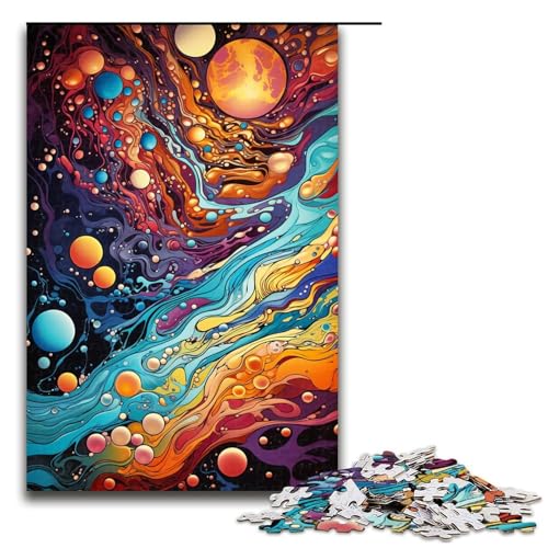 Puzzle für Erwachsene Psychedelic Color Art 1000 teiliges Holzpuzzle für Familienspiele 1000 Teile (75 x 50 cm) von linghhiming