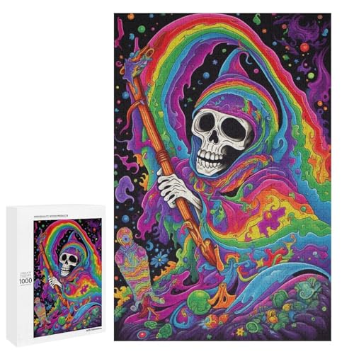 Puzzle für Erwachsene Psychedelische Bunte Monster 1000 teiliges Holzpuzzle für Kinder ab 12 Jahren Lernspielzeug (75 x 50 cm) von linghhiming