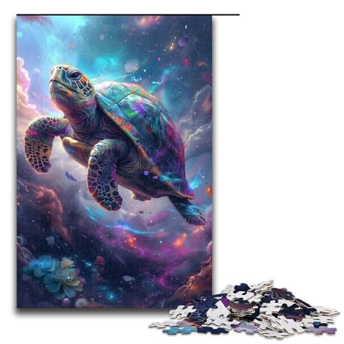 Puzzle für Erwachsene Psychedelische Bunte Schildkröte 1000 teiliges Holzpuzzle für Familienspiele 1000 Teile (75 x 50 cm) von linghhiming