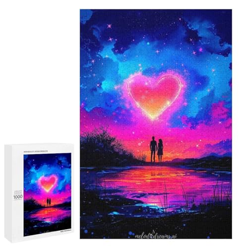 Puzzle für Erwachsene Romantisches Paar 1000 Teile Holzpuzzle für Erwachsene und Kinder ab 12 Jahren Lernspielzeug (75 x 50 cm) von linghhiming
