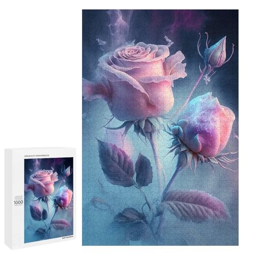 Puzzle für Erwachsene Rosenblume 1000 Teile Holzpuzzle für Kinder ab 12 Jahren Heimdekoration (75 x 50 cm) von linghhiming