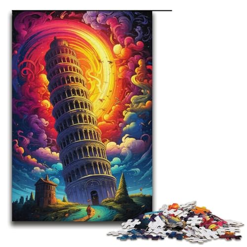 Puzzle für Erwachsene Schiefer Turm von Pisa Italien 1000 Teile Papierpuzzle für Erwachsene und Kinder ab 14 Jahren Lernspielzeug 1000 Teile (38 x 26 cm) von linghhiming