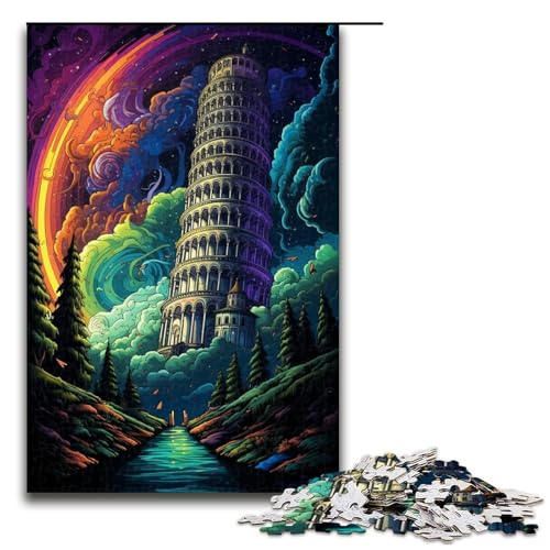 Puzzle für Erwachsene Schiefer Turm von Pisa Italien 1000 Teile tolles Geschenk geeignet für Teenager ab 14 Jahren 1000 Teile (75 x 50 cm) von linghhiming