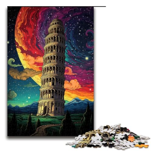 Puzzle für Erwachsene Schiefer Turm von Pisa Italien 1000 teiliges Holzpuzzle für Erwachsene und Kinder ab 14 Jahren 1000 Teile (75 x 50 cm) von linghhiming