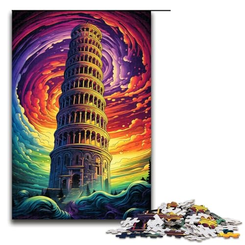 Puzzle für Erwachsene Schiefer Turm von Pisa Italien 1000 teiliges Holzpuzzle für Kinder ab 14 Jahren Lernspielzeug 1000 Teile (75 x 50 cm) von linghhiming