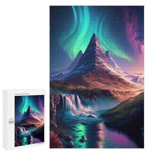 Puzzle für Erwachsene Schneeberge Aurora 1000 teiliges Holzpuzzle für Kinder ab 12 Jahren Lernspielzeug (75 x 50 cm) von linghhiming