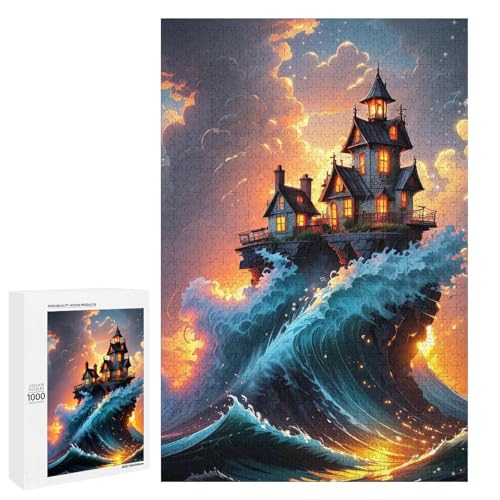 Puzzle für Erwachsene Seeschloss 1000 Teile Holzpuzzle für Kinder ab 12 Jahren anspruchsvolles Spiel (75 x 50 cm) von linghhiming