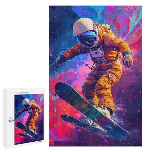 Puzzle für Erwachsene Snowboard 1000 teiliges Holzpuzzle für Kinder ab 12 Jahren Lernspielzeug (75 x 50 cm) von linghhiming