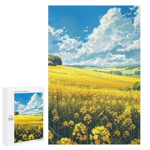 Puzzle für Erwachsene Sommerlandschaft 1000 Teile Holzpuzzle für Kinder ab 12 Jahren anspruchsvolles Spiel (75 x 50 cm) von linghhiming