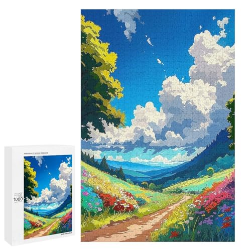Puzzle für Erwachsene Sommerlandschaft 1000 teiliges Holzpuzzle für Erwachsene und Kinder ab 12 Jahren (75 x 50 cm) von linghhiming
