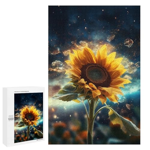 Puzzle für Erwachsene Sonnenblumenstern 1000 teiliges Holzpuzzle für Kinder ab 12 Jahren Lernspielzeug (75 x 50 cm) von linghhiming
