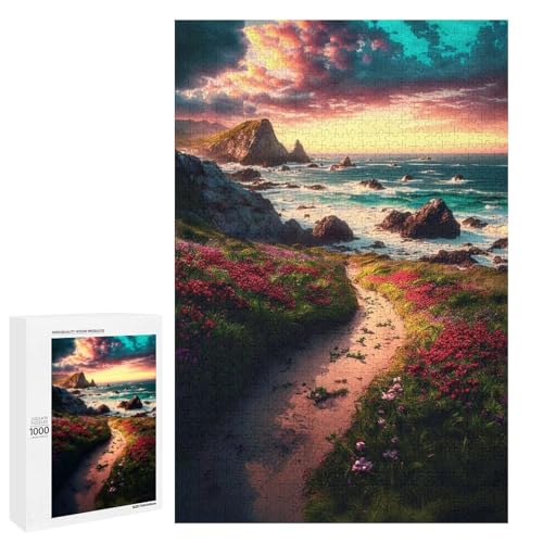 Puzzle für Erwachsene Sonnenuntergangsfarben 1000 teiliges Holzpuzzle für Kinder ab 12 Jahren Lernspielzeug (75 x 50 cm) von linghhiming