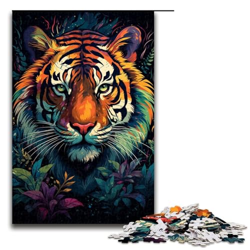 Puzzle für Erwachsene Sternenhimmel Malerei Tiger 1000 teiliges Holzpuzzle für Familienspiele 75 x 50 cm von linghhiming