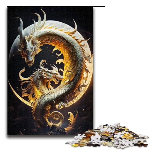 Puzzle für Erwachsene Tapferer Drache 1000 teiliges Holzpuzzle für Kinder ab 14 Jahren Lernspielzeug 75 x 50 cm von linghhiming