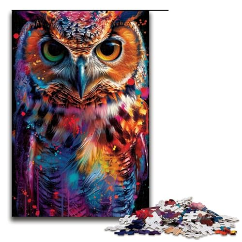 Puzzle für Erwachsene Tier Eule 1000 teiliges Holzpuzzle für Familienspiele 1000 Teile (75 x 50 cm) von linghhiming
