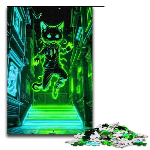 Puzzle für Erwachsene Tier Neonlicht 1000 Teile Holzpuzzle für Erwachsene und Kinder ab 14 Jahren (75 x 50 cm) von linghhiming