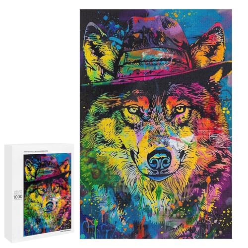für Erwachsene Puzzle Tier Wolf 1000 Teile Holzpuzzle für Erwachsene und Kinder ab 12 Jahren 75x50cm von linghhiming