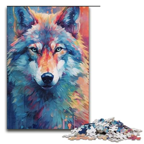 Puzzle für Erwachsene Tier Wolf Farbe 1000 Teile Papierpuzzle für Erwachsene und Kinder ab 14 Jahren Lernspielzeug 1000 Teile (38 x 26 cm) von linghhiming