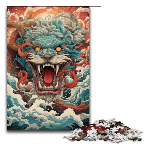 Puzzle für Erwachsene Tier bunter Drache 1000 Teile Holzpuzzle für Erwachsene und Kinder ab 14 Jahren 1000 Teile (75 x 50 cm) von linghhiming