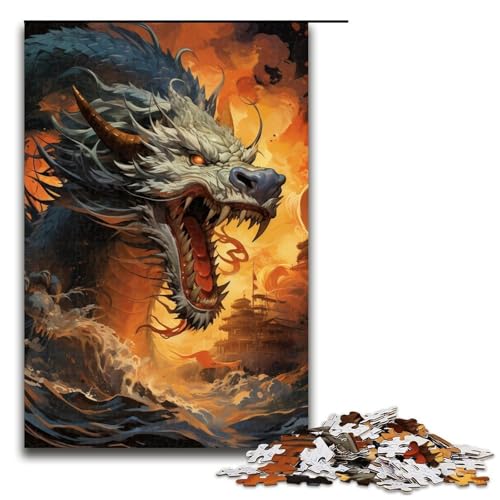 Puzzle für Erwachsene Tier bunter Drache 1000 Teile Holzpuzzle für Kinder ab 14 Jahren Heimdekoration 1000 Teile (75 x 50 cm) von linghhiming