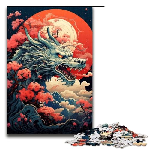 Puzzle für Erwachsene Tier bunter Drache 1000 Teile Holzpuzzle für Kinder ab 14 Jahren Heimdekoration 1000 Teile (75 x 50 cm) von linghhiming