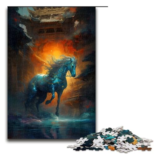 Puzzle für Erwachsene Tier und Pferde Puzzle 1000 Teile Holzpuzzle für Erwachsene und Kinder ab 14 Jahren Lernspielzeug (75 x 50 cm) von linghhiming